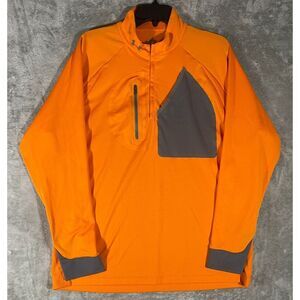 Under Armour Men's Orange Quarter Zip Chest Pocket‎ Pullover Sweater Large